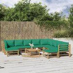 vidaXL Salon de jardin 11 Pièces avec coussins vert bambou