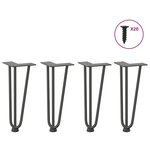 vidaXL Pieds en épingle à cheveux pour table basse 4 pièces Anthracite 30 cm Acier massif