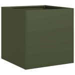 vidaXL Jardinière vert olive 40x40x40 cm acier laminé à froid