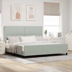 vidaXL Cadre de lit avec tête de lit Gris clair 200 x 200 cm Velours
