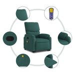 vidaXL Fauteuil inclinable de massage Vert foncé Tissu