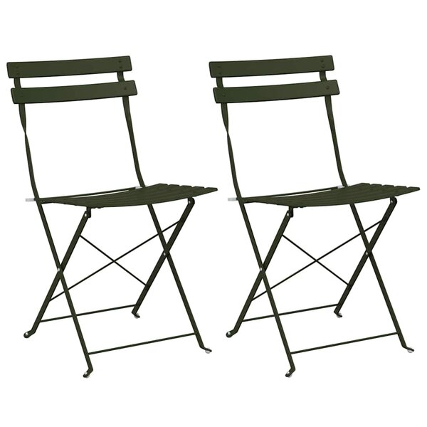 vidaXL Chaise de jardin pliante 2 pc Vert Métal