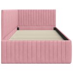 vidaXL Cadre de lit d'angle avec tête de lit Rose 90 x 190 cm Velours