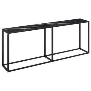 vidaXL Table console Marbre noir 200x35x75 5 cm Verre trempé