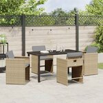 vidaXL Ensemble de salle à manger pour jardin 5 Pièces Beige polyrotin