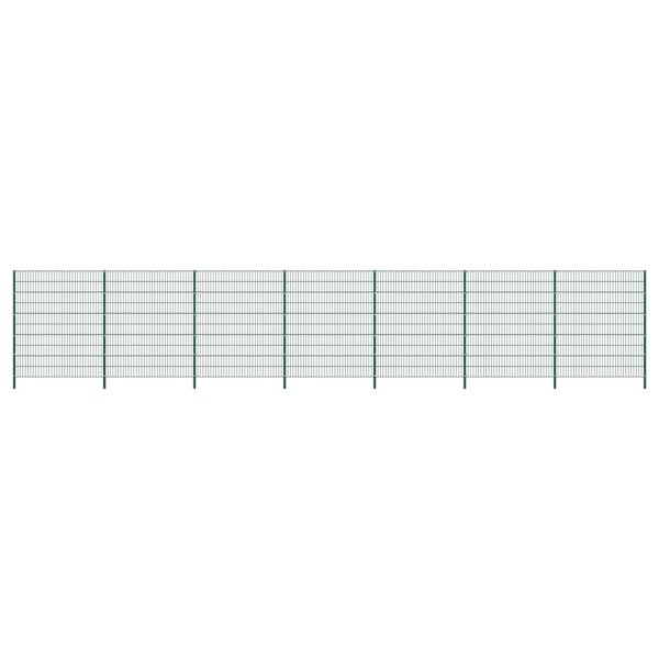 Vidaxl panneau de clôture avec poteaux fer 11 9 x 2 m vert