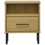 vidaXL Table de chevet avec pieds en métal Marron Bois pin massif OSLO