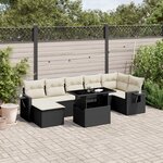 vidaXL Salon de jardin 8 Pièces avec coussins noir résine tressée
