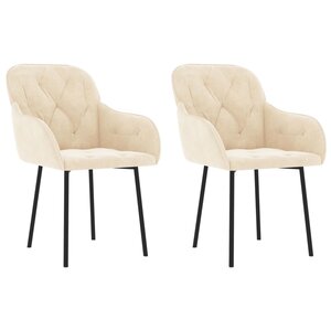 vidaXL Chaises à manger lot de 2 Crème Velours
