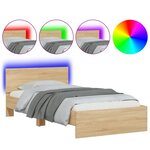 vidaXL Cadre de lit tête de lit et lumières LED chêne sonoma 100x200cm