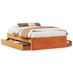 vidaXL Cadre de lit sans matelas avec tiroirs brun cire 150x200 cm pin