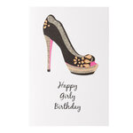 Carte anniversaire femme chaussure à strass - draeger paris