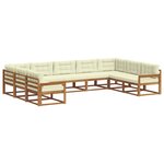 vidaXL Ensemble de canapés d'extérieur 9 pc Naturel et Crème