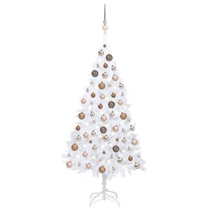 vidaXL Arbre de Noël artificiel pré-éclairé et boules blanc 150 cm PVC
