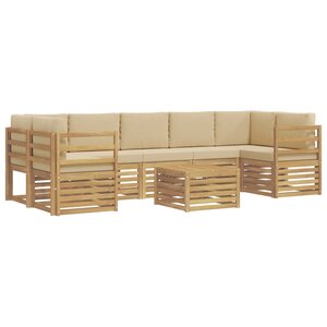 vidaXL Ensemble de canapés d'extérieur 8 Pièces Blanc et Beige Polyester