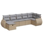 vidaXL Salon de jardin avec coussins 7 Pièces beige résine tressée
