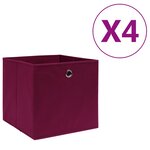vidaXL Boîtes de rangement 4 Pièces Tissu intissé 28x28x28 cm Rouge foncé