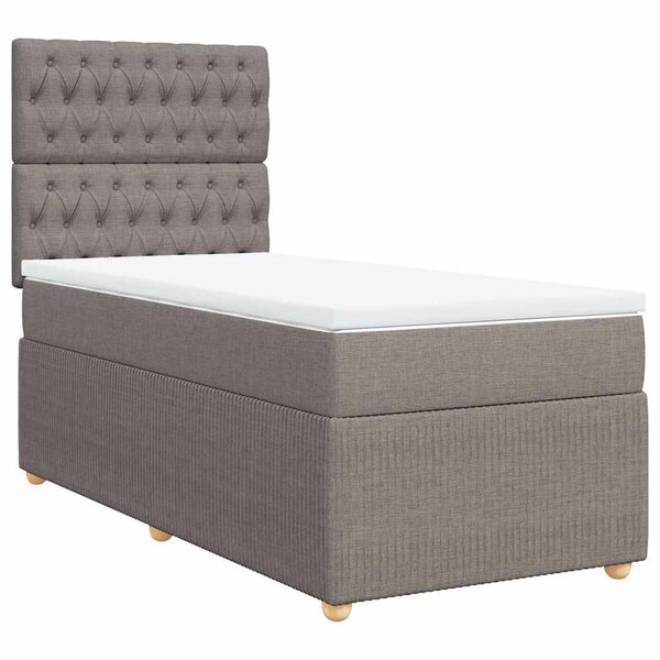 vidaXL Sommier à lattes de lit avec matelas Taupe 100x200 cm Tissu