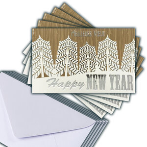 LOT 5 Cartes Meilleurs Vœux + 5 Enveloppes 14x9cm