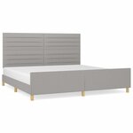 vidaXL Cadre de lit avec tête de lit Gris clair 200x200 cm Tissu