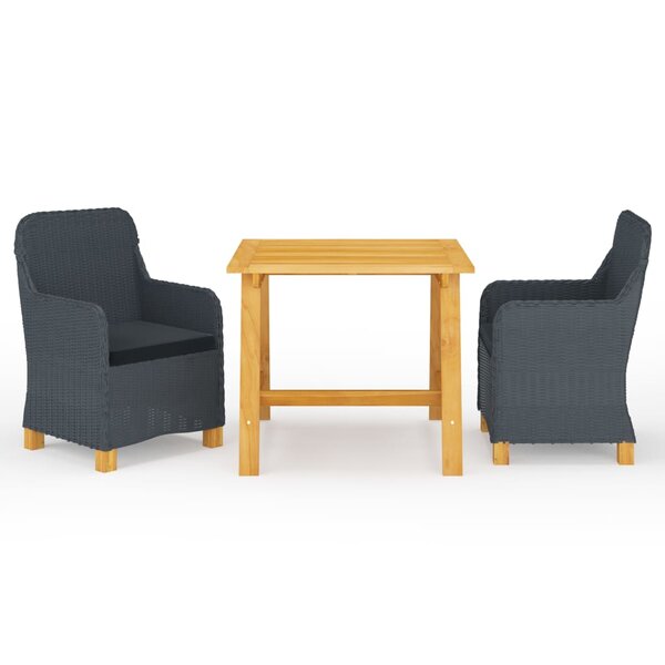 vidaXL Ensemble à manger de jardin 3 Pièces Gris foncé