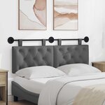 vidaXL Tête de lit suspendue Gris foncé Tissu