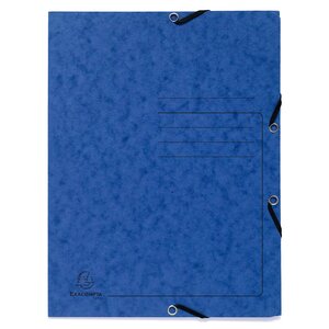 Chemise À Élastique 3 Rabats Carte Lustrée 355gm2 - A4 - Bleu - Exacompta