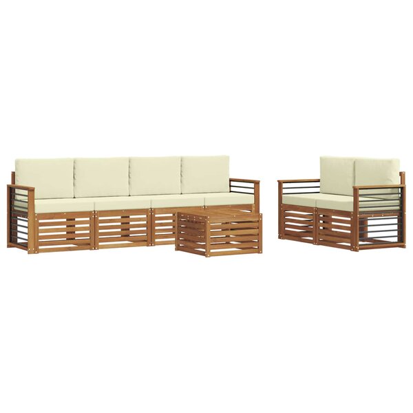 vidaXL Ensemble de canapés d'extérieur 7 pc Naturel et Crème