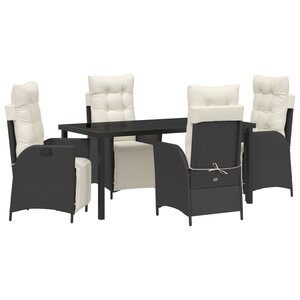 vidaXL Ensemble de 5 pièces de mobilier de jardin en poly rattan noir