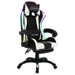 Chaise fauteuil siège pivotante de bureau informatique étude de jeux vidéo avec LED RVB et similicuir blanc 02_0024199