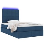 vidaXL Lit de rangement LED avec matelas Bleu 120 x 190 cm Tissu