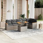 vidaXL Salon de jardin avec coussins 7 Pièces gris résine tressée