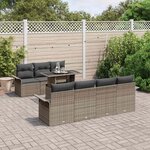 vidaXL Ensemble de canapé de jardin 8 Pièces Gris Poly Rattan