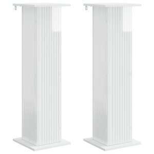 vidaXL Support de Plante 2 Pièces Blanc brillant 30 5 x 30 x 100 5 cm