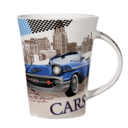 Tasse en porcelaine voiture bleue