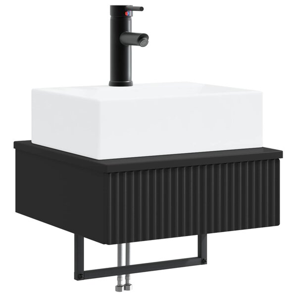 vidaXL Basin de lavage mural Noir 40 x 41 x 39 cm Bois d'ingénierie