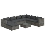 vidaXL Salon de jardin 8 Pièces avec coussins Résine tressée Gris