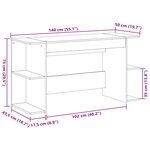 vidaXL Bureau gris béton 140x50x75 cm bois d'ingénierie
