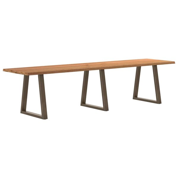 vidaXL Table à manger avec bord naturel 320x80x74 cm bois massif chêne
