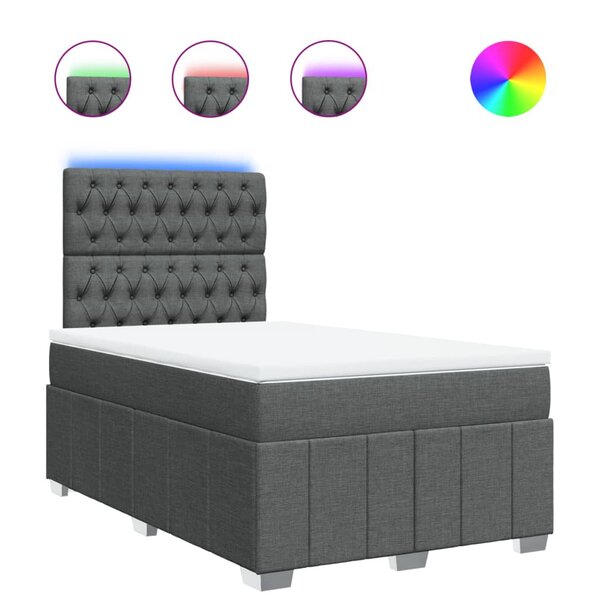 vidaXL Sommier à lattes de lit avec matelas Gris foncé 120x200cm Tissu