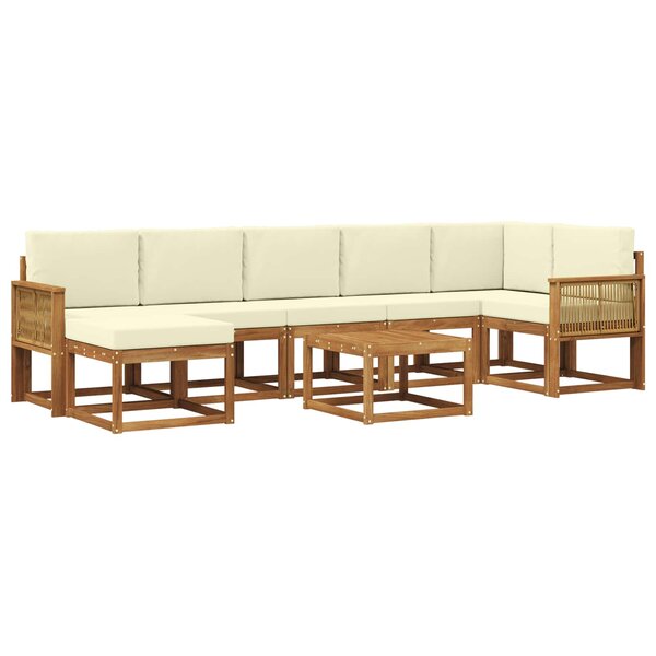 vidaXL Ensemble de canapés d'extérieur 8 pc Naturel et Crème Polyester