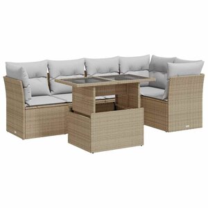 vidaXL Salon de jardin avec coussins 6 Pièces beige résine tressée