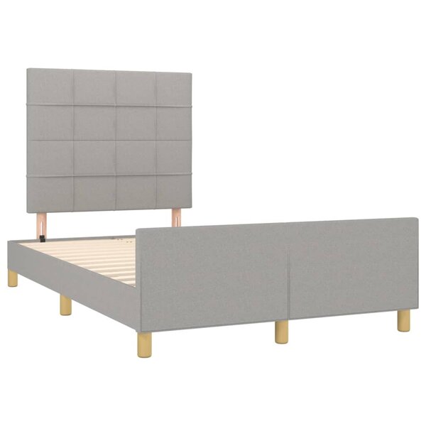 vidaXL Cadre de lit avec tête de lit gris clair 120x190 cm tissu