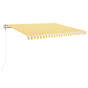vidaXL Auvent automatique capteur de vent/LED 400x350cm Jaune et blanc