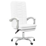 Chaise fauteuil siège pivotante de inclinable de bureau informatique étude similicuir blanc 02_0024229