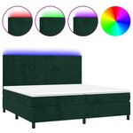 vidaXL Sommier à lattes de lit matelas et LED Vert foncé 200x200 cm