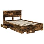 vidaXL Cadre de lit Chêne fumé 135 x 190 cm Bois d'ingénierie