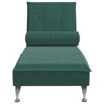 vidaXL Chaise longue de massage avec traversin vert foncé velours