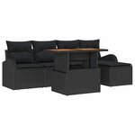 vidaXL Ensemble de canapé de jardin avec coussin 6 Pièces Noir
