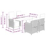vidaXL Ensemble à manger de jardin 5 Pièces et coussins marron poly rotin
